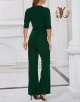 Women's Summer Elegant Jumpsuit Wrap Top High Waist Wide Leg Long Pants Romper Jumpsuits