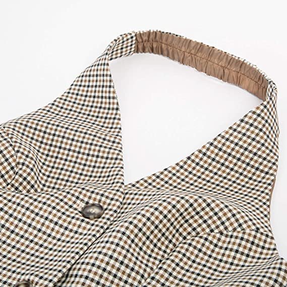 Womens Vintage Waistcoat Vest Halter Neck Button Down Dressy Vests