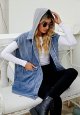 Women's Oversized Denim Vest Mid Long Jean Vest Sleeveless Jackets