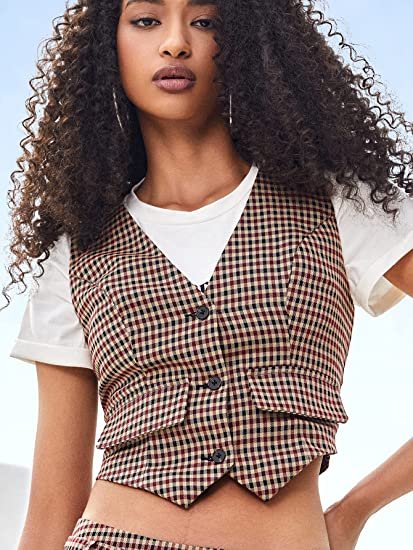 Women's Single Breasted Sleeveless V Neck Vest Jacket Waistcoat