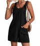 Women's Casual Loose Sleeveless Jumpsuit Shorts Linen Adjustable Knot Strap Short Overalls Pocketed